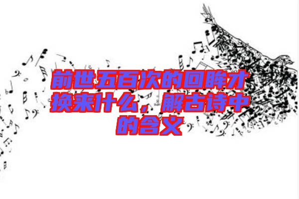 前世五百次的回眸才換來什么，解古詩中的含義