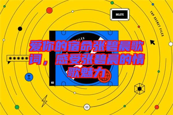 愛你的宿命張碧晨歌詞，感受張碧晨的情歌魅力