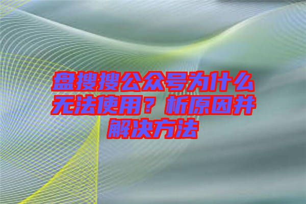 盤搜搜公眾號為什么無法使用？析原因并解決方法