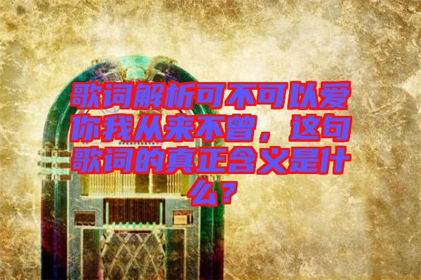 歌詞解析可不可以愛你我從來不曾，這句歌詞的真正含義是什么？