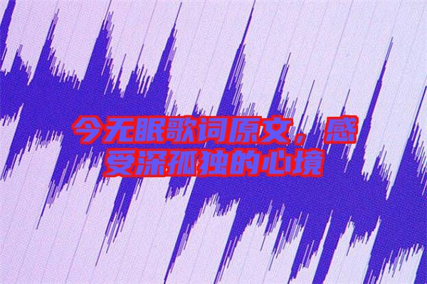 今無(wú)眠歌詞原文，感受深孤獨(dú)的心境