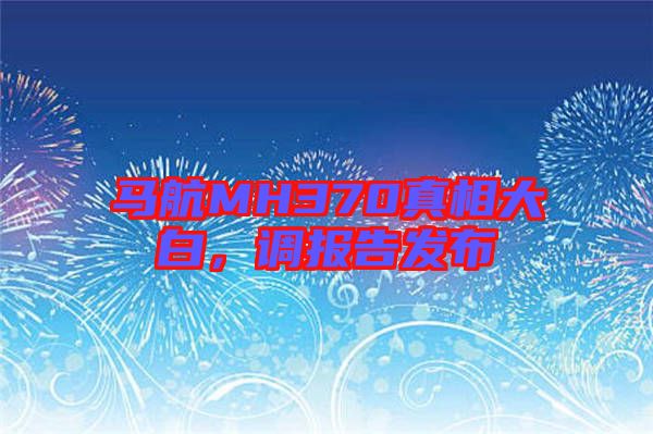 馬航MH370真相大白，調(diào)報(bào)告發(fā)布