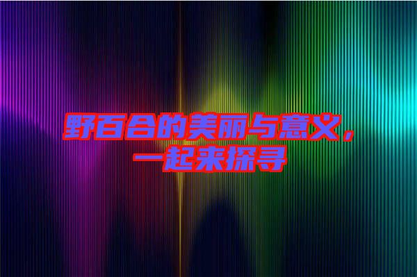 野百合的美麗與意義，一起來(lái)探尋