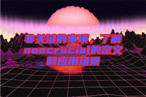非關(guān)鍵的事項(xiàng)，了解noncrucial的定義和應(yīng)用場(chǎng)景