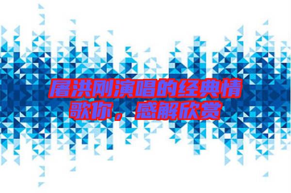 屠洪剛演唱的經(jīng)典情歌你，感解欣賞