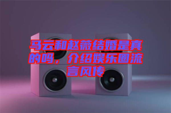 馬云和趙薇結(jié)婚是真的嗎，介紹娛樂圈流言風(fēng)傳