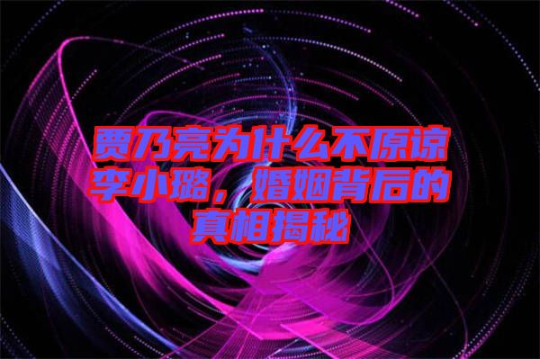 賈乃亮為什么不原諒李小璐，婚姻背后的真相揭秘
