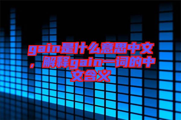gain是什么意思中文，解釋gain一詞的中文含義
