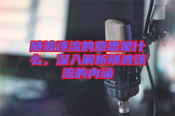 隨波逐流的意思是什么，深入解析隨波逐流的內(nèi)涵