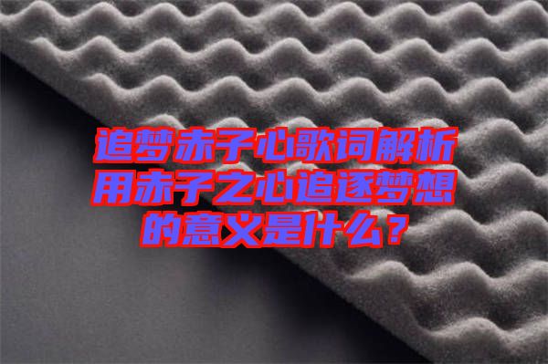 追夢(mèng)赤子心歌詞解析用赤子之心追逐夢(mèng)想的意義是什么？