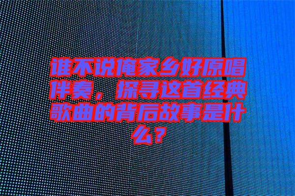 誰不說俺家鄉(xiāng)好原唱伴奏，探尋這首經(jīng)典歌曲的背后故事是什么？
