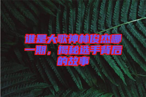 誰(shuí)是大歌神林俊杰哪一期，揭秘選手背后的故事