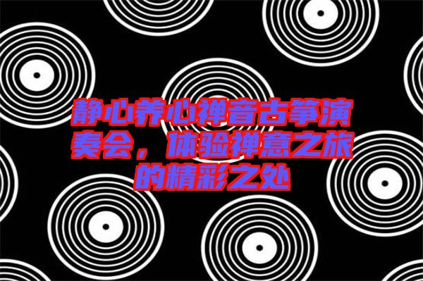 靜心養(yǎng)心禪音古箏演奏會，體驗禪意之旅的精彩之處