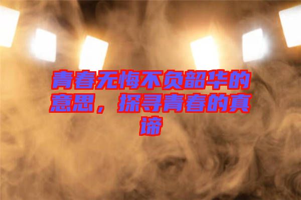 青春無悔不負韶華的意思，探尋青春的真諦