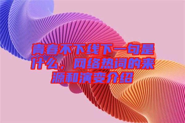 青春不下線下一句是什么，網(wǎng)絡(luò)熱詞的來源和演變介紹