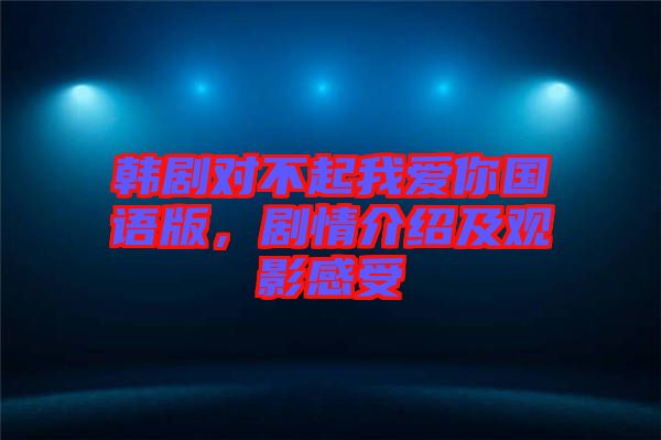 韓劇對不起我愛你國語版，劇情介紹及觀影感受