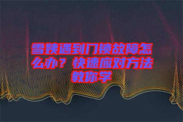 雪姨遇到門(mén)鎖故障怎么辦？快速應(yīng)對(duì)方法教你學(xué)