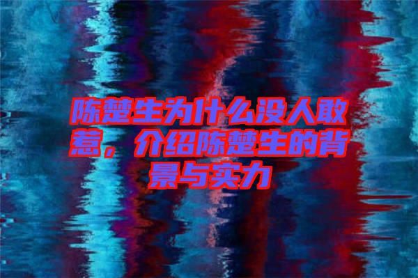 陳楚生為什么沒人敢惹，介紹陳楚生的背景與實力