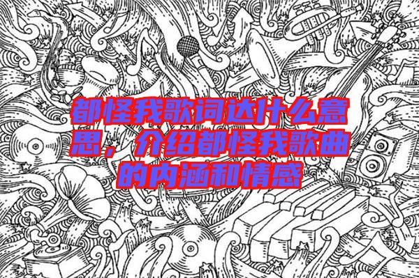 都怪我歌詞達(dá)什么意思，介紹都怪我歌曲的內(nèi)涵和情感